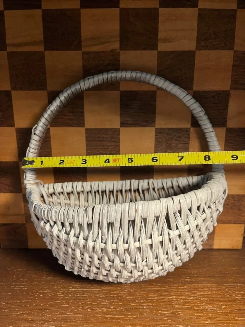 Vintage White Washed Wall Basket A538